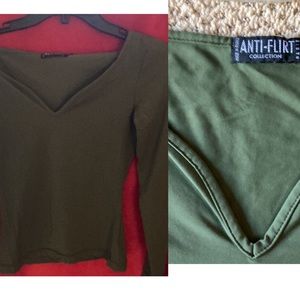 Muted green sweetheart neck anti-flirt xs fits like bodysuit